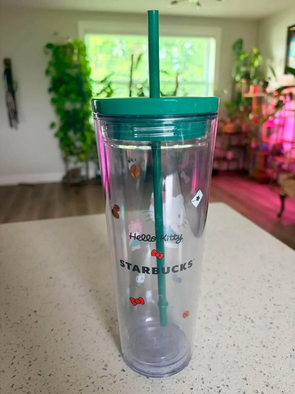 Starbucks x Hello Kitty 24 oz Green Cold Cup Tumbler w/ Straw Sanrio